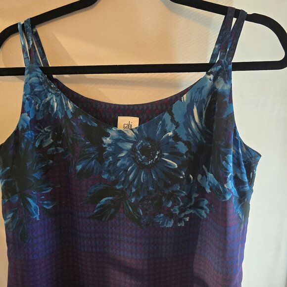 CABI ARTIST CAMI SIZE MEDIUM TANK TOP BLUE MAROON FLORAL SLEEVELESS LINED - Picture 3 of 8